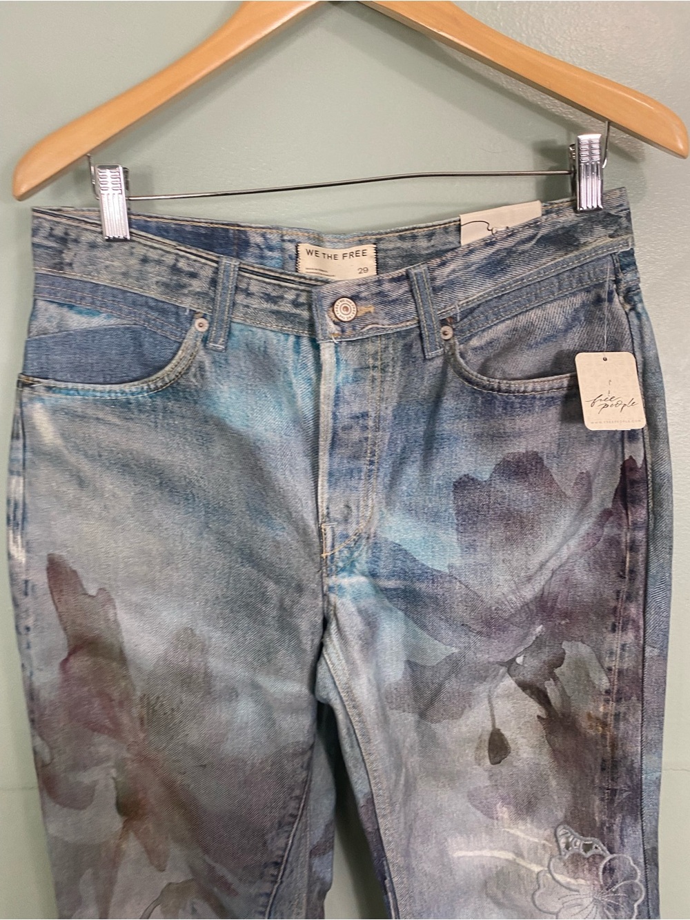 Blue Floral Embroidered Flare Jeans - Women's - Picture 3 of 9